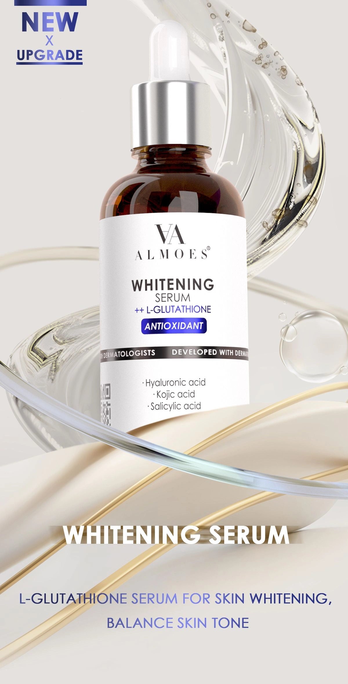 ALMOES ,L-Glutathione Serum for skin Whitening, Balance skin tone