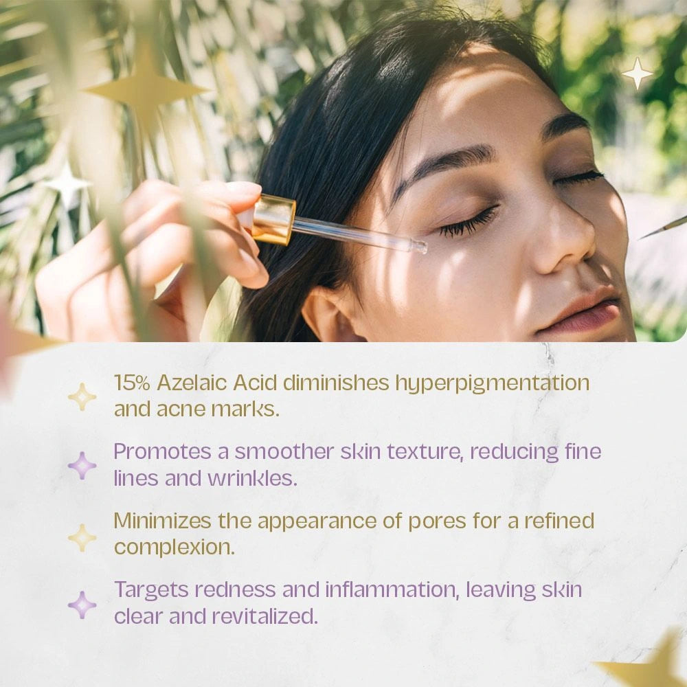 ALMOES AZELAIC ACID 15% SKIN SERUM,BRIGHTENING,NICINAMDE,VIT B3,B5
