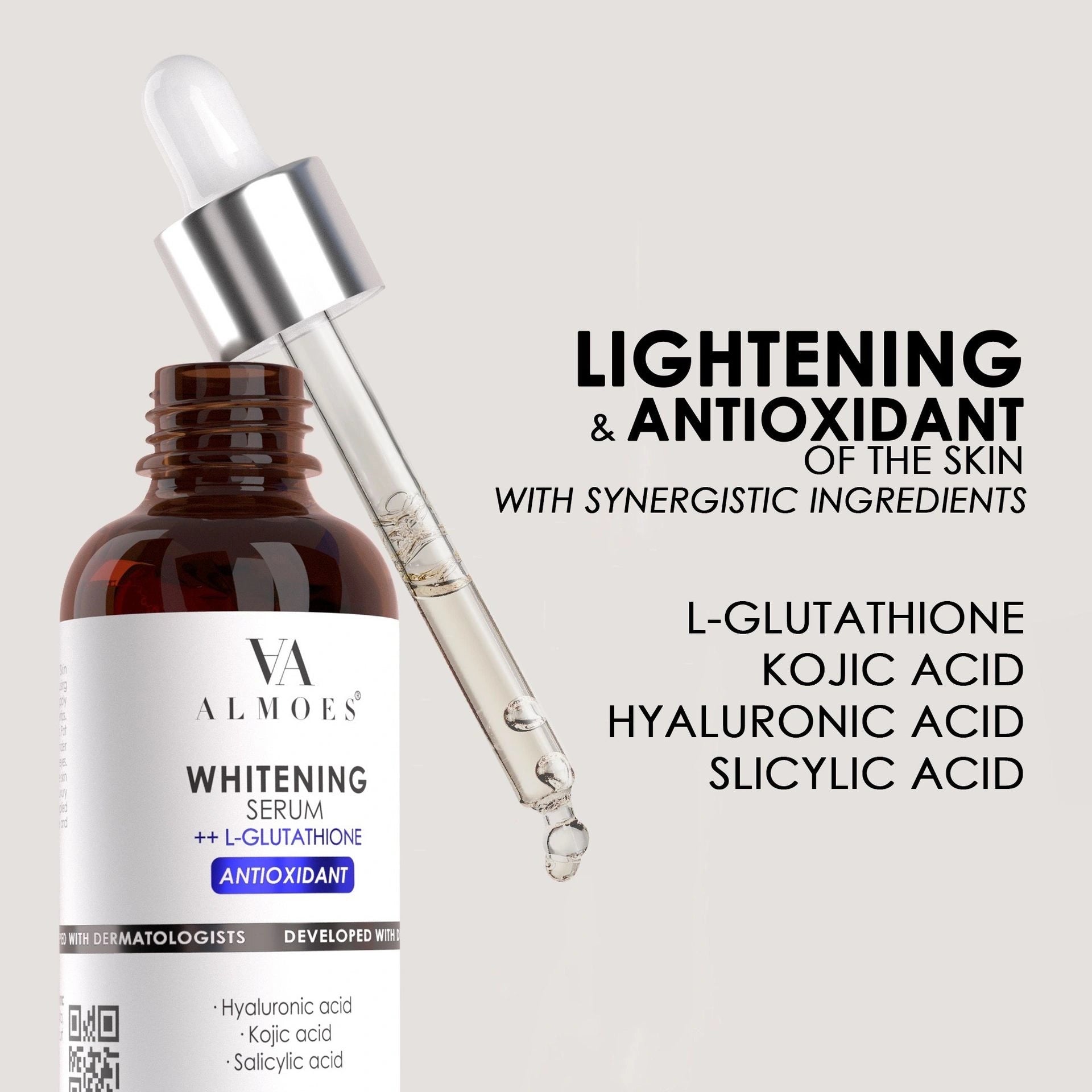 ALMOES ,L-Glutathione Serum for skin Whitening, Balance skin tone