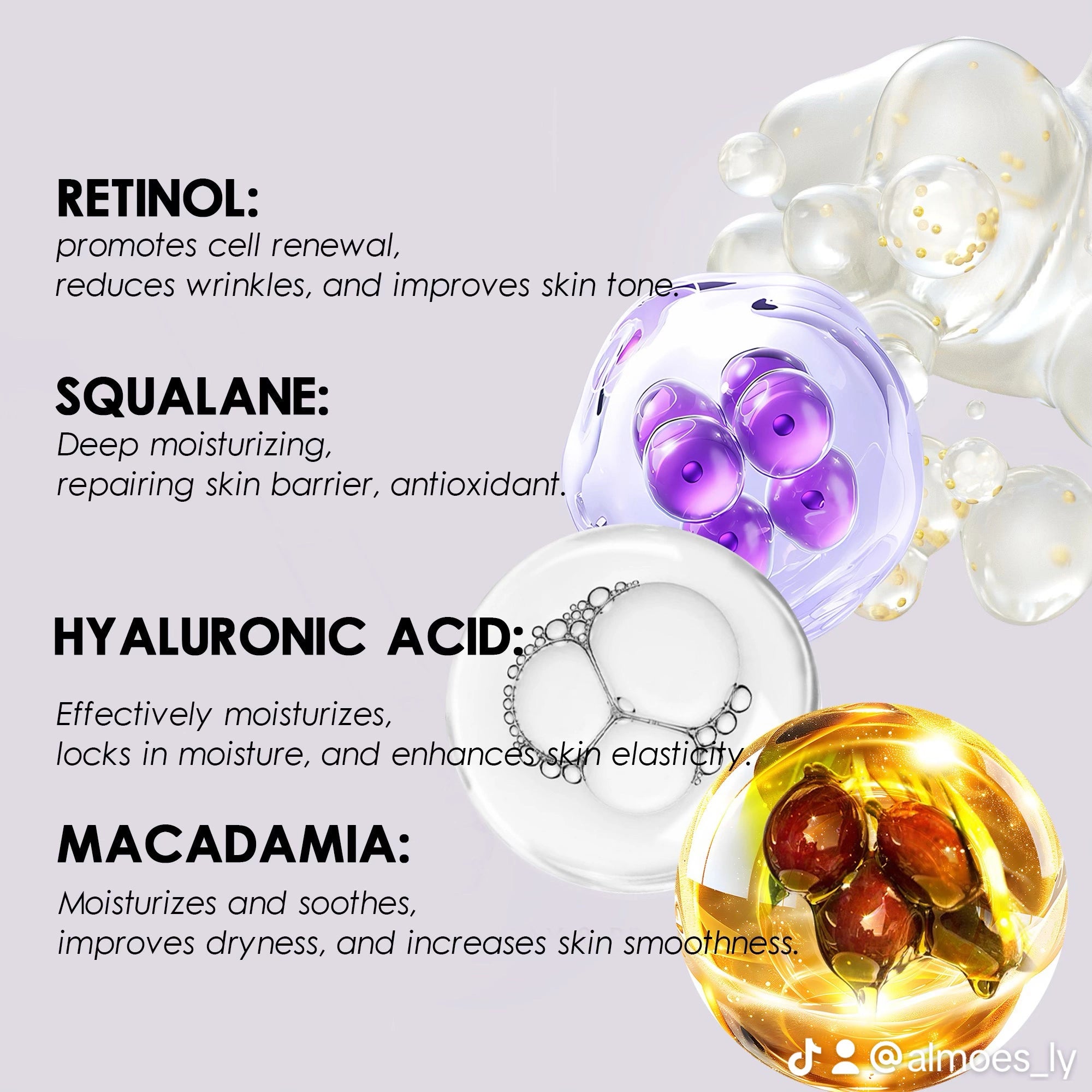 ALMOES RETINOL,SQUALANE,MOISTURIZER,MACADAMIA Serum