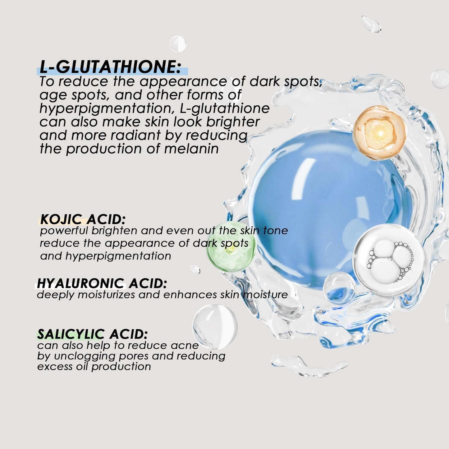 ALMOES ,L-Glutathione Serum for skin Whitening, Balance skin tone