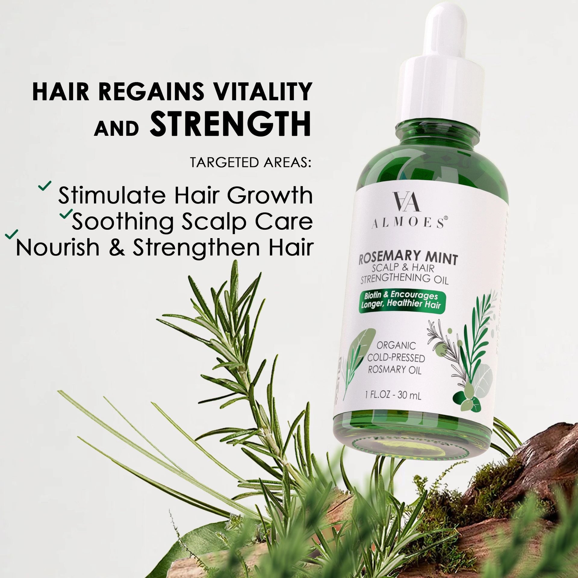 ALMOES ORGANIC ROSEMARY MINT COLD PRESSED Unique Vitamin-Enriched Formula