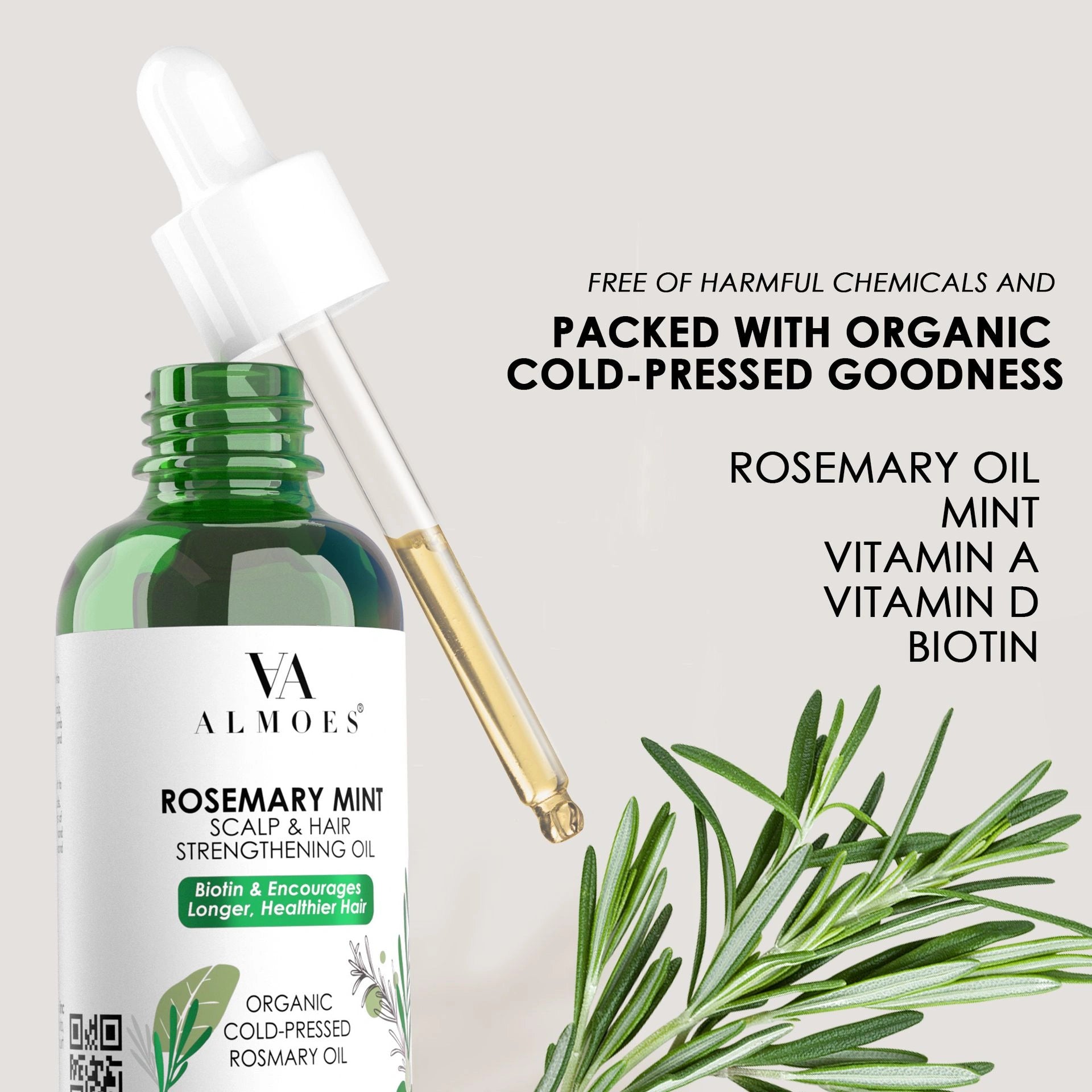 ALMOES ORGANIC ROSEMARY MINT COLD PRESSED Unique Vitamin-Enriched Formula